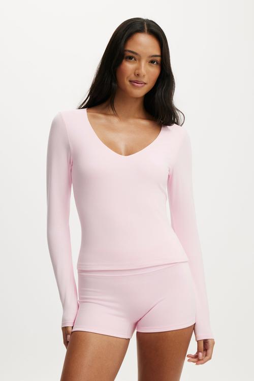 Ultra Soft Scoop Neck Long Sleeve - Cherry Dream