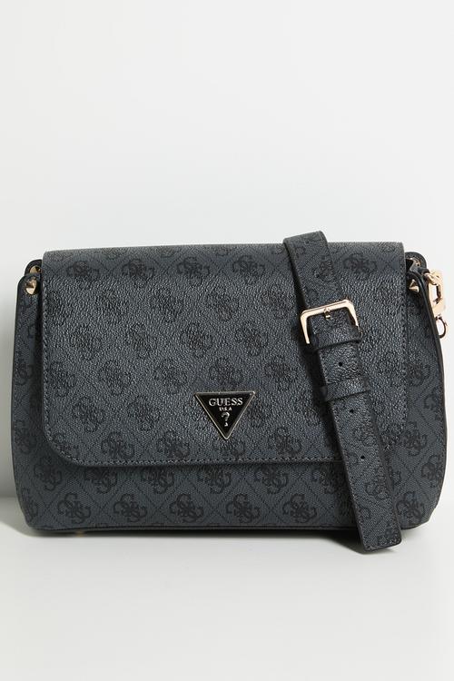 Meridian ii flap crossbody bag- coal logo