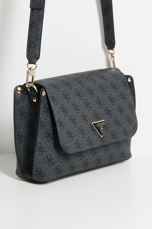 Meridian ii flap crossbody bag- coal logo