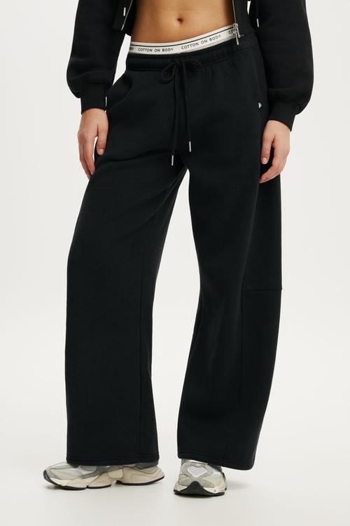 [1週間値下げ]Wide Track Pants Black Plush Wide Leg Pintuck Trackpant - Black