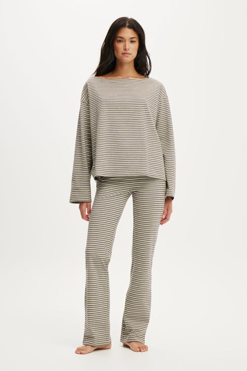 Dreamy soft flare pant - jamie stripe seagrass