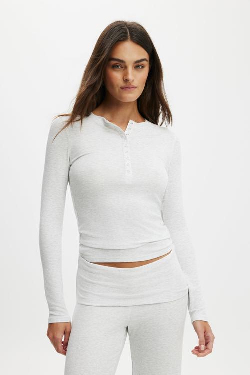 Sleep recovery lounge henley - light grey marle