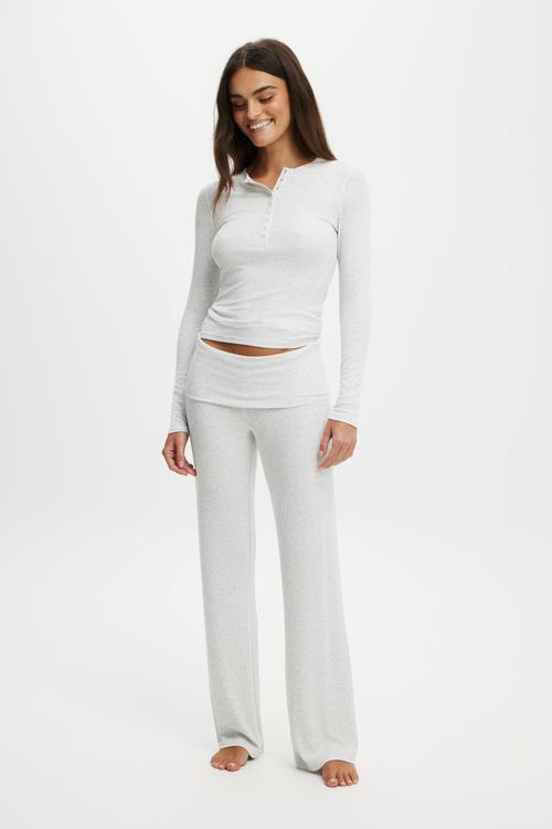 Sleep recovery lounge henley - light grey marle