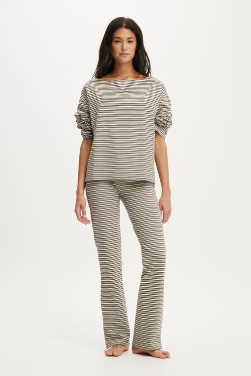 Dreamy soft boatneck long sleeve - jamie stripe seagrass