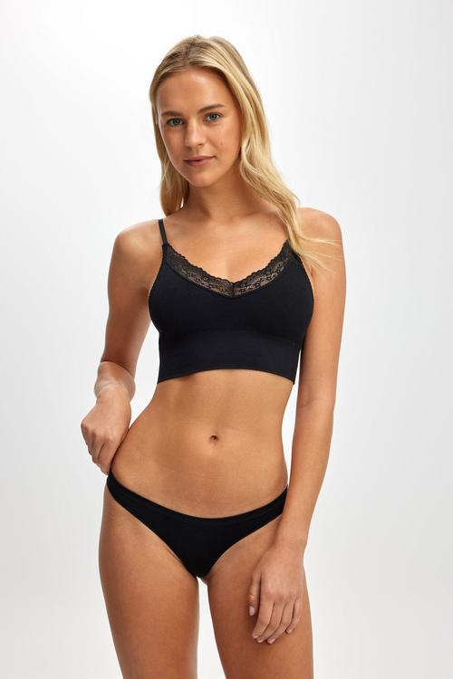 Seamless low rise cheeky brief - black