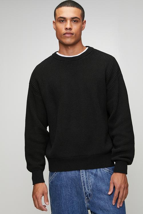 Box Fit Crew Knit - Jet Black