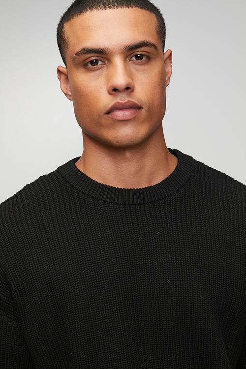 Box Fit Crew Knit - Jet Black