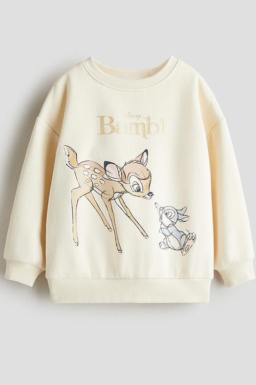 Printed sweatshirt - light beige/bambi