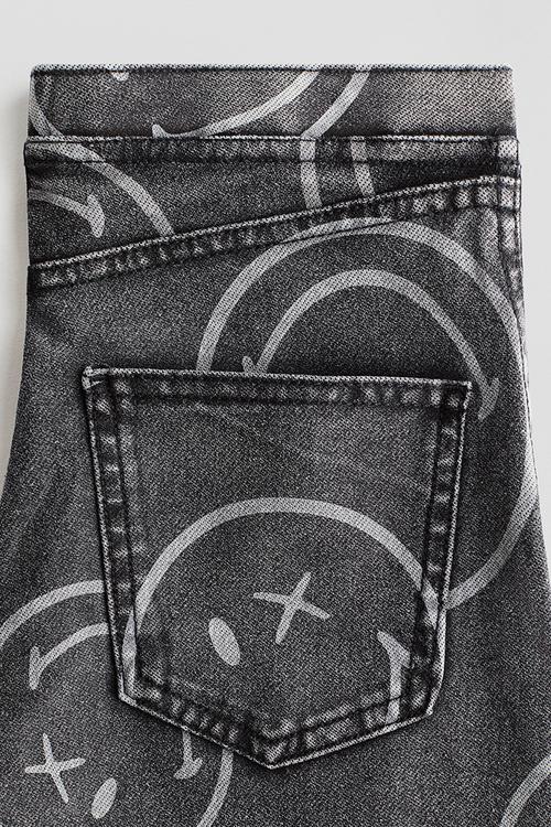 Wide denim-look trousers - dark grey/smileyworld®