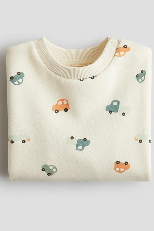 Printed sweatshirt - cream/cars