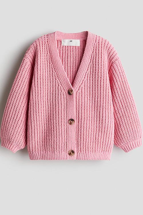 Chenille-knit cardigan - bubblegum pink