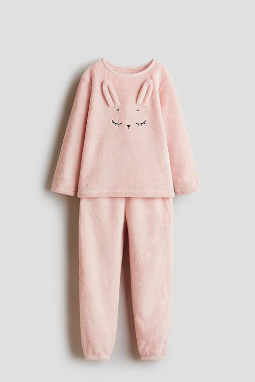 Appliquéd pile pyjamas - light pink/bunny