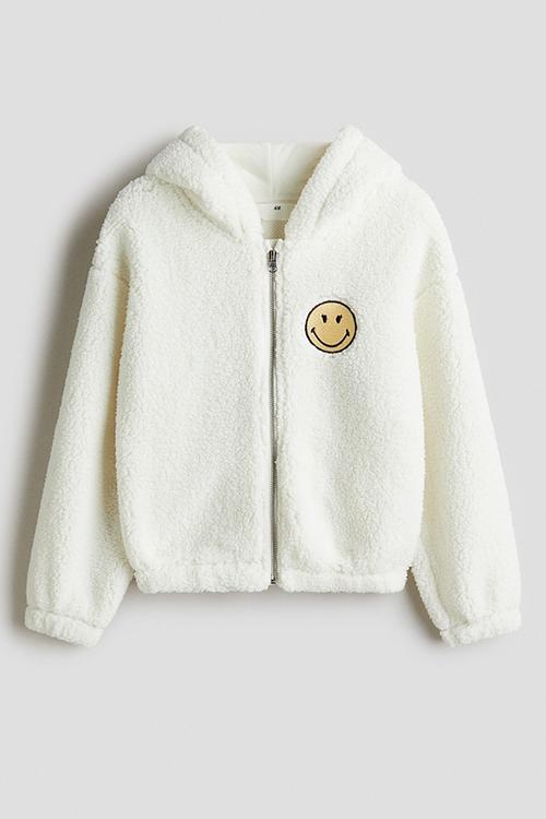 Teddy zip-through hoodie - white/smileyworld®