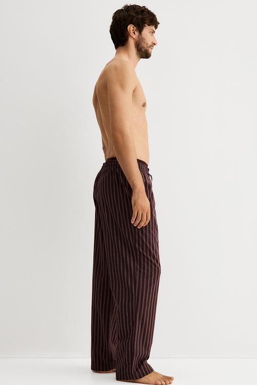 Relaxed fit poplin trousers - plum purple striped