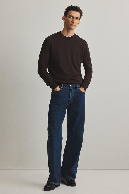 Regular fit merino wool jumper - brown