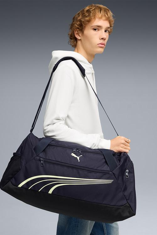 Puma Fundamental Medium Sports Bag - New Navy-Apple Spritz
