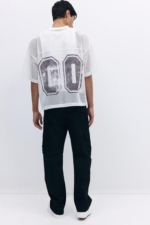 Regular fit twill cargo trousers - black