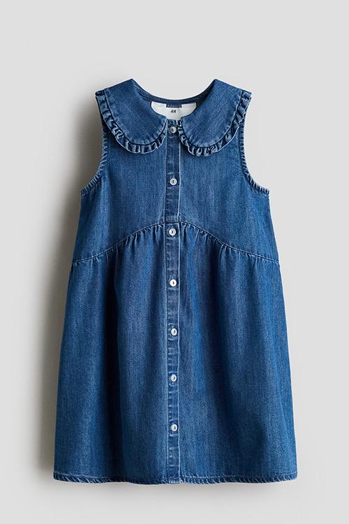 Collared denim dress - denim blue