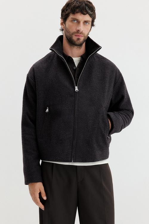 Woven jacket - dark blue checked