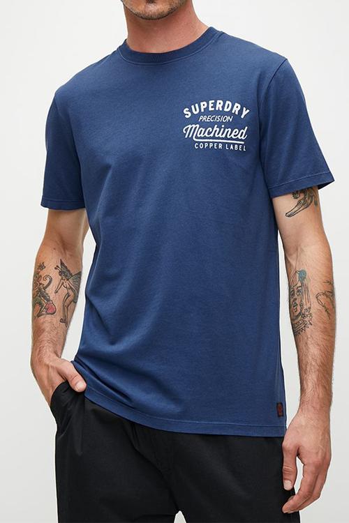 Copper label chest graphic tee - pilot mid blue