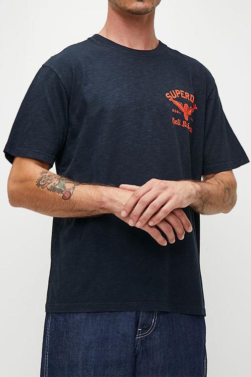 Lo-fi biker graphic loose tee - eclipse navy slub