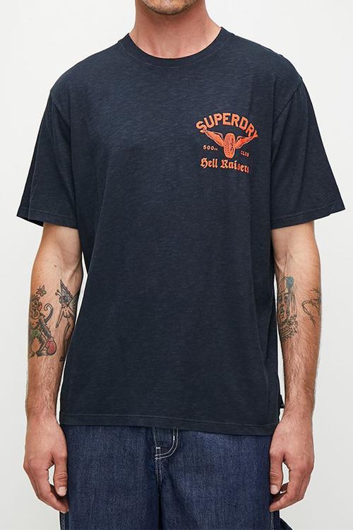 Lo-fi biker graphic loose tee - eclipse navy slub