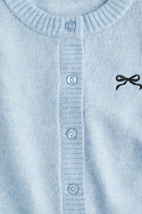 Embroidery-detail cardigan - light blue