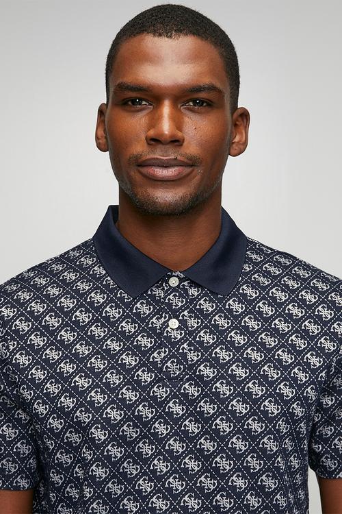 Short sleeve G Jacquard Polo - 4G Allover Dark Blue