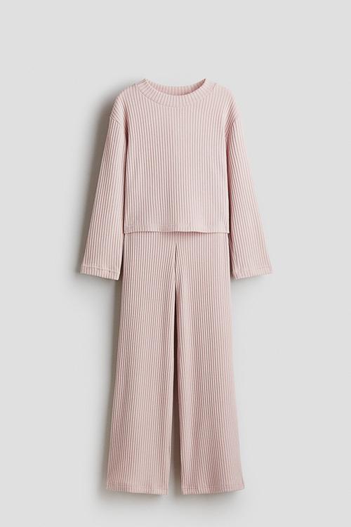 2-Piece top and trousers set - light dusty pink