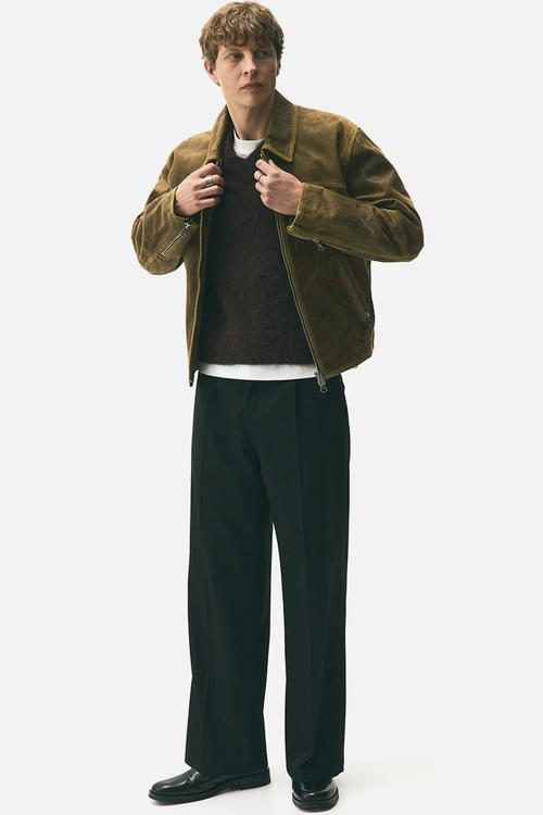 Leather biker jacket - brown