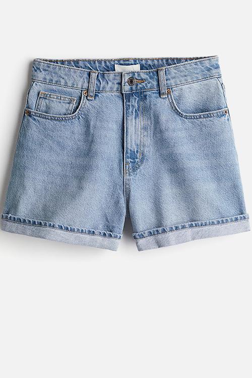 High-waisted denim shorts - light denim blue