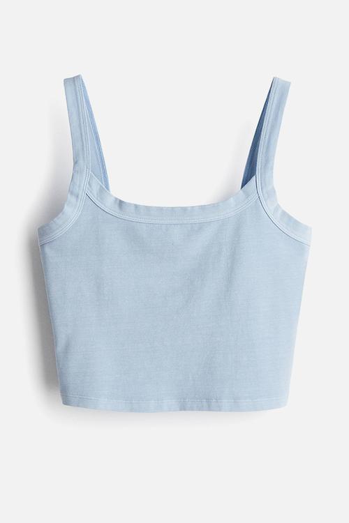 Cropped strappy top - light blue