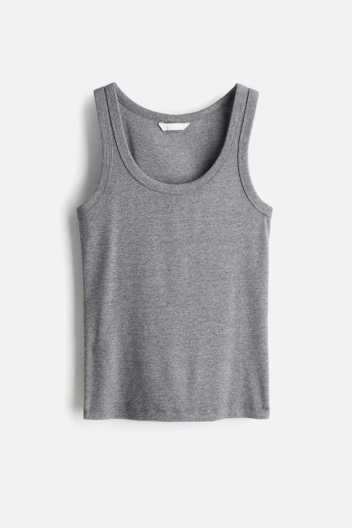 Ribbed vest top - grey marl 