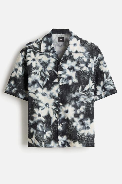 Relaxed fit resort shirt - grey