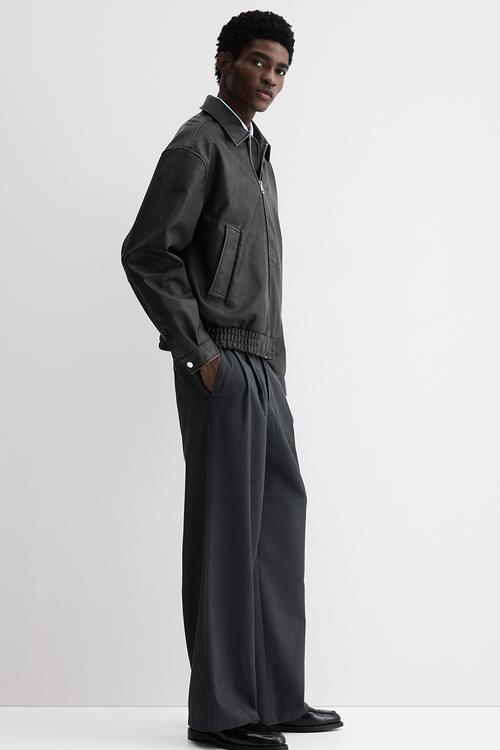 Loose fit washed-look jacket - dark brown 