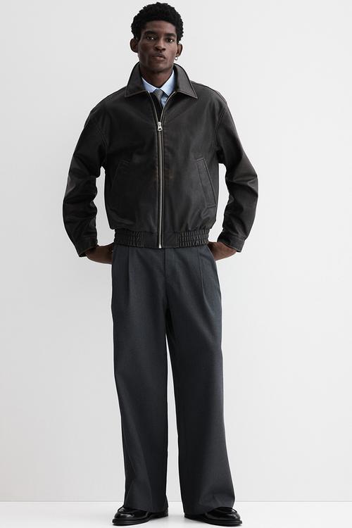 Loose fit washed-look jacket - dark brown 