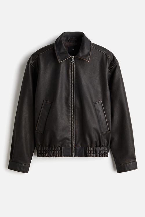 Loose fit washed-look jacket - dark brown 