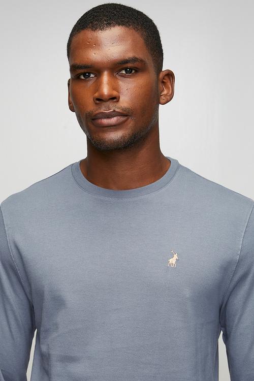 Paul Essential Badge Long sleeve Tee - Blue