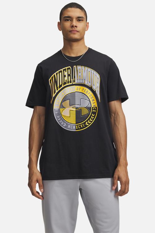 UA MVARSITY CREST SS Tee  - Black/Campus Gold