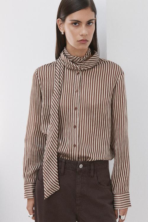 Blouse corbat- brown