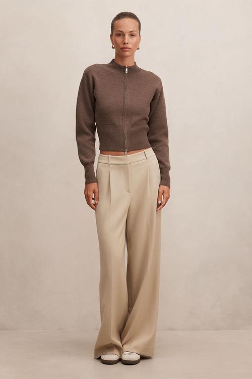 Hanna zip knit jacket in hazelnut
