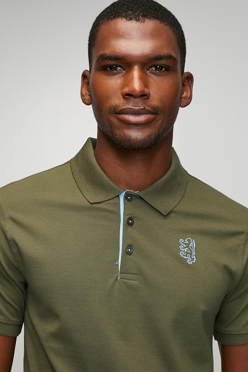 Aiden Slim Fit Pique Golfer - Olive