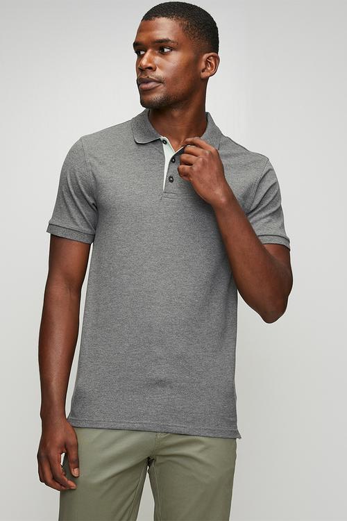 Aiden Slim Fit Pique Golfer - Charcoal