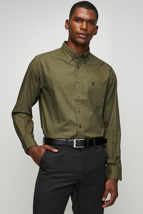 Jacob Long Sleeve Classic Stretch Shirt - Olive