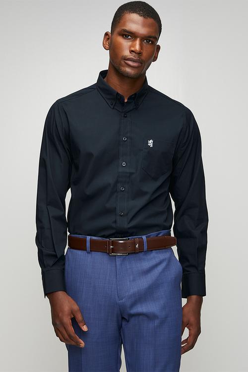 Jacob Long Sleeve Classic Stretch Shirt - Navy