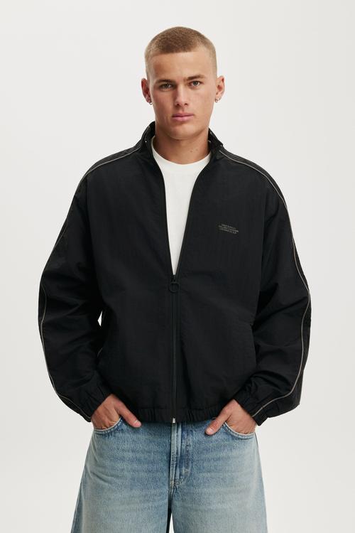Panelled Spray Jacket - Black / White