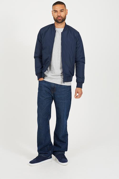Padded 50D Bomber Jacket  - Navy