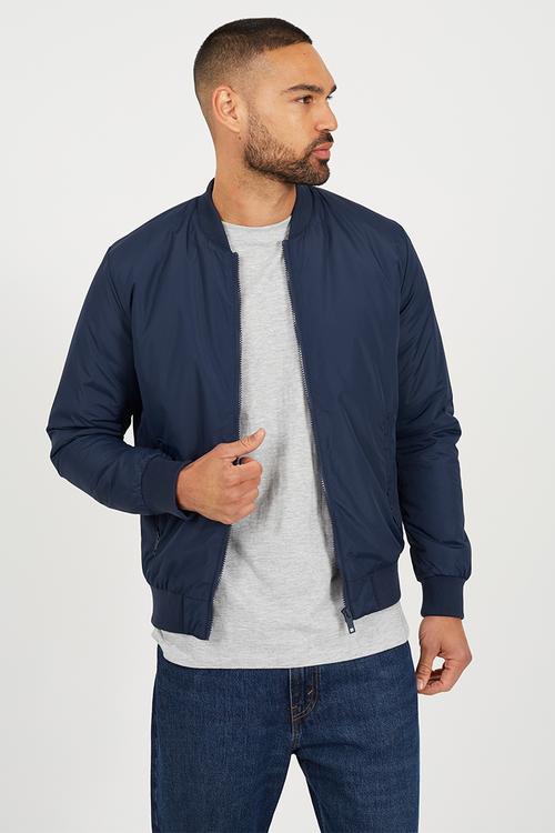 Padded 50D Bomber Jacket  - Navy
