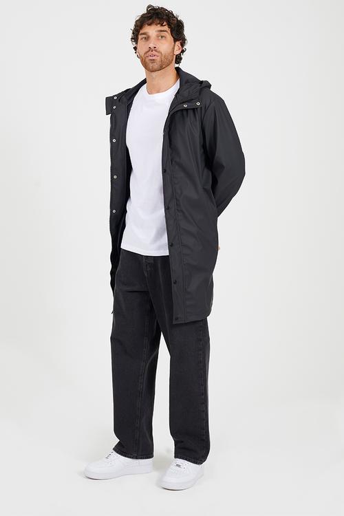 Rubberised Hooded Parka - Black