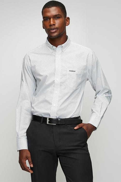 Louis Printed Long Sleeve Classic Shirt - White